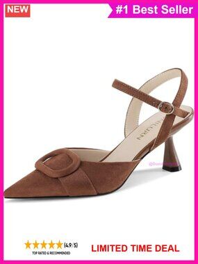 Faux Leather Kitten Heel Slingback Pumps Pointed Toe Dress Shoes